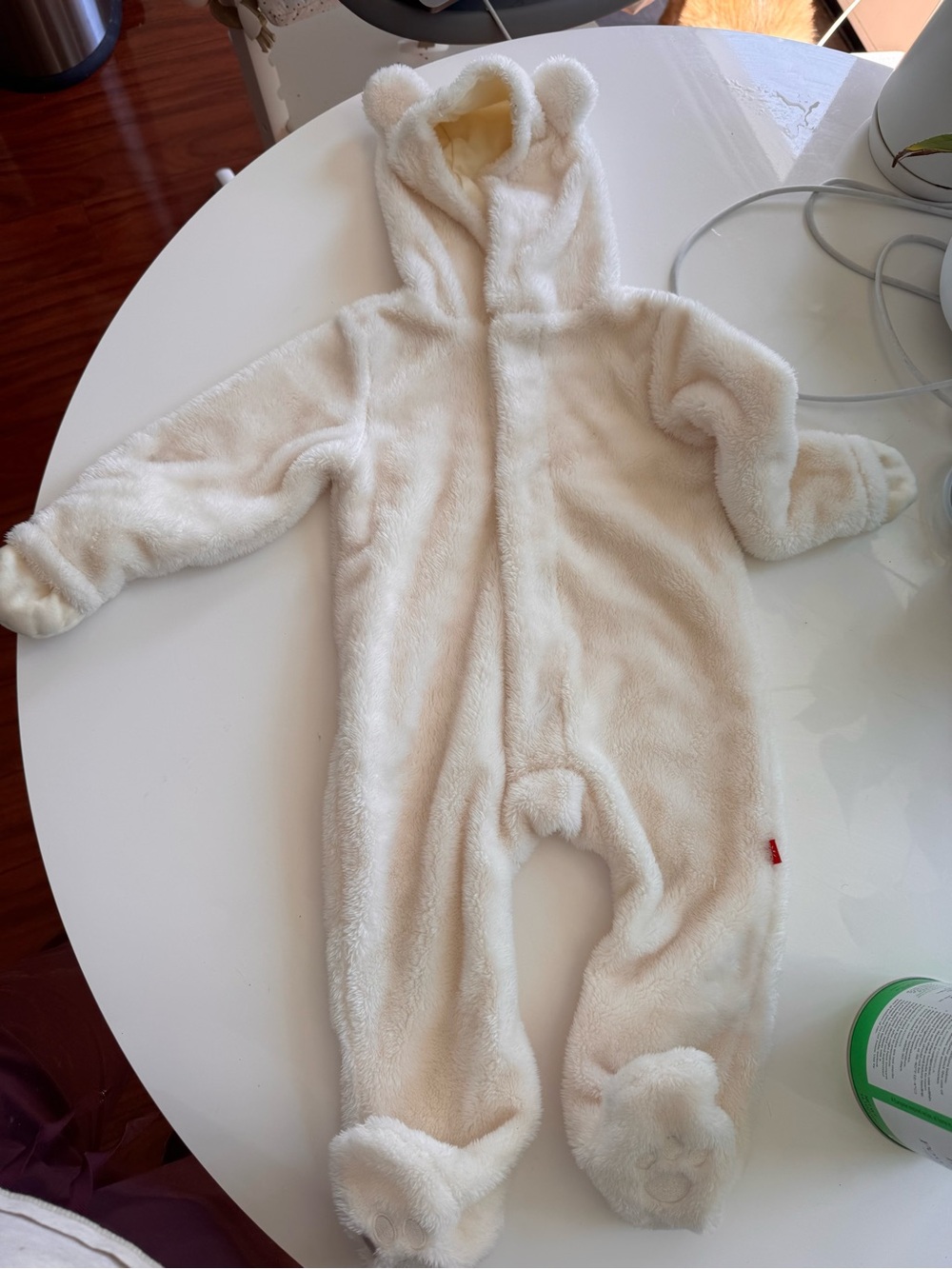 Magnetic Me Cream Bear Hooded Footed One-Piece